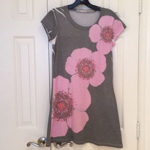 Grey and pink cotton floral dress